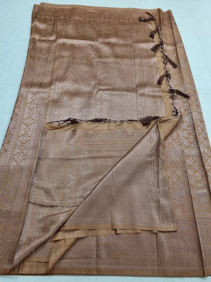 Gold And Brown Kanchipuram Pure Silk Saree With Woven – Kanchipuram Lakshaya Silks