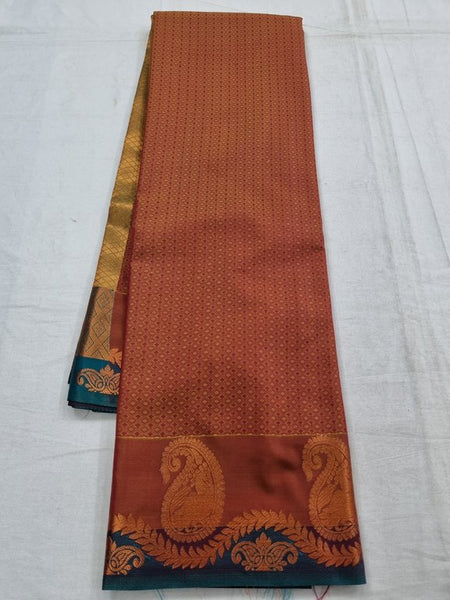 Maroon And Gold Kanchipuram Pure Silk Saree With Paisley