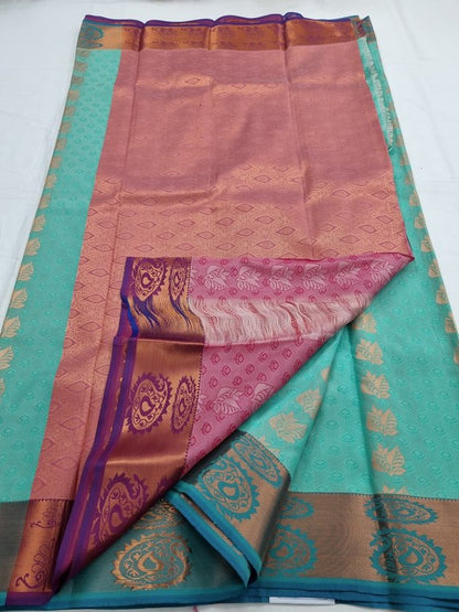 Kanchipuram Pure Silk Sarees Teal And Light Blue – Kanchipuram Lakshaya Silks