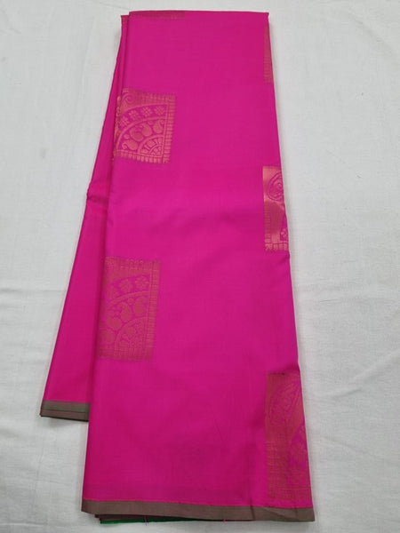 Pink And Pink Kanchipuram Pure Silk Saree With Leaf Motif