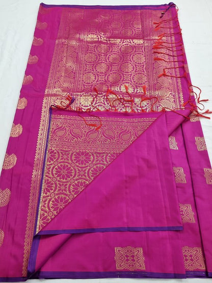 Purple And Gold Kanchipuram Pure Silk Saree With Intricate Embroidery – Kanchipuram Lakshaya Silks
