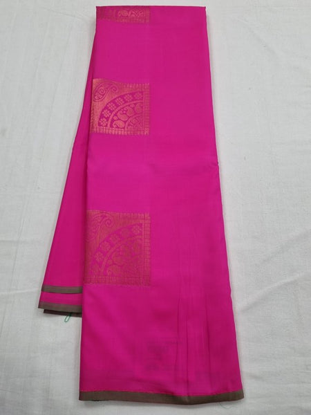 Pink And Black Kanchipuram Pure Silk Saree With Floral Buta
