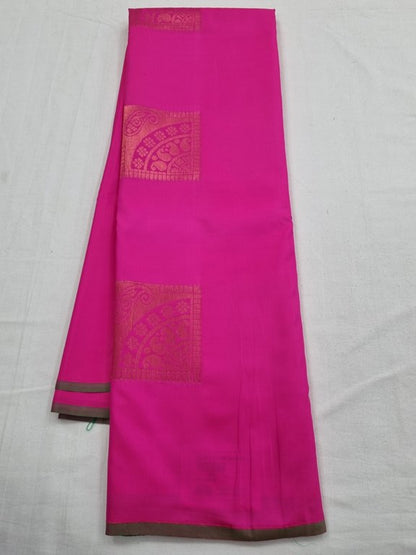 Pink And Black Kanchipuram Pure Silk Saree With Floral Buta – Kanchipuram Lakshaya Silks