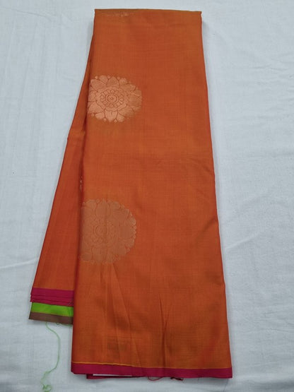 Pure Silk Kanchipuram Saree In Red And Orange – Kanchipuram Lakshaya Silks