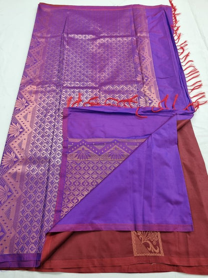 Red And White Kanchipuram Pure Silk Saree With Paisley Motif – Kanchipuram Lakshaya Silks