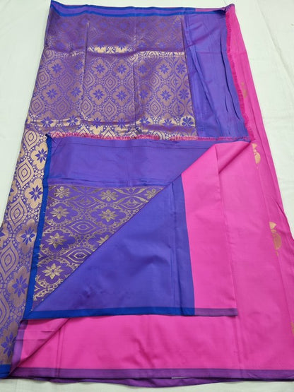 Pink And White Kanchipuram Pure Silk Saree 271 – Kanchipuram Lakshaya Silks