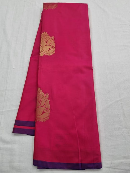 Red And Pink Kanchipuram Pure Silk Saree With Floral Buta With Rich – Kanchipuram Lakshaya Silks