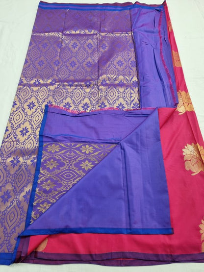 Red And Pink Kanchipuram Pure Silk Saree With Floral Buta With Rich – Kanchipuram Lakshaya Silks