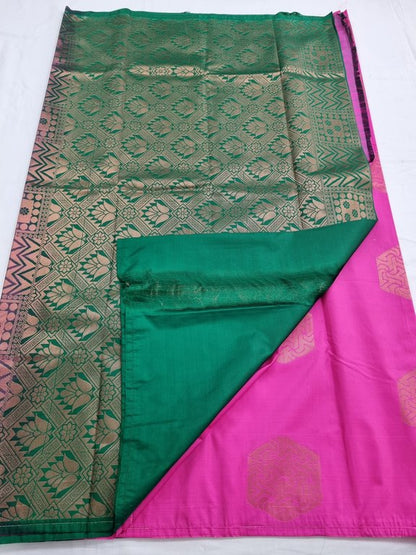 Pink And Maroon Kanchipuram Pure Silk Saree With Traditional Motif – Kanchipuram Lakshaya Silks