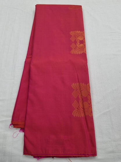Red And Cream Kanchipuram Pure Silk Saree With Diamond Pattern – Kanchipuram Lakshaya Silks