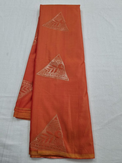 Orange And Maroon Kanchipuram Pure Silk Saree 294 – Kanchipuram Lakshaya Silks