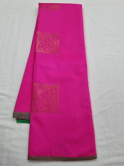 Pink And Green Kanchipuram Pure Silk Saree With Zari Border – Kanchipuram Lakshaya Silks