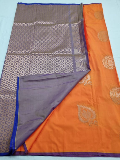 Orange And Maroon Kanchipuram Pure Silk Sarees – Kanchipuram Lakshaya Silks
