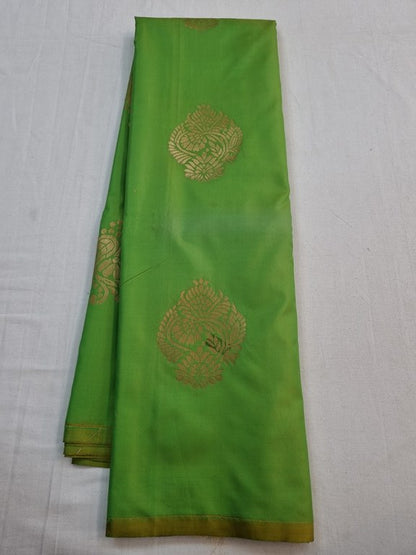 Light blue And Green Kanchipuram Pure Silk Saree With Gold Embroidery On Border – Kanchipuram Lakshaya Silks