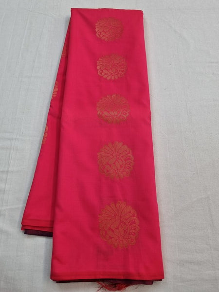 Red And Cream Kanchipuram Pure Silk Saree With Floral Buta