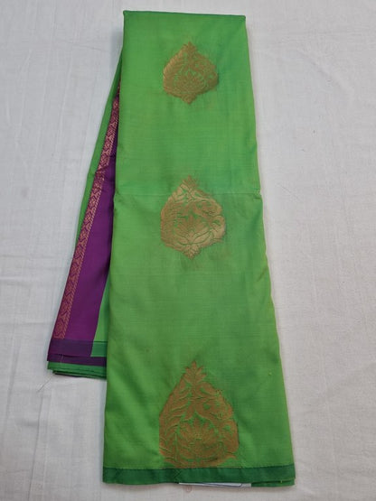 Lime Green And Purple Kanchipuram Pure Silk Sarees – Kanchipuram Lakshaya Silks