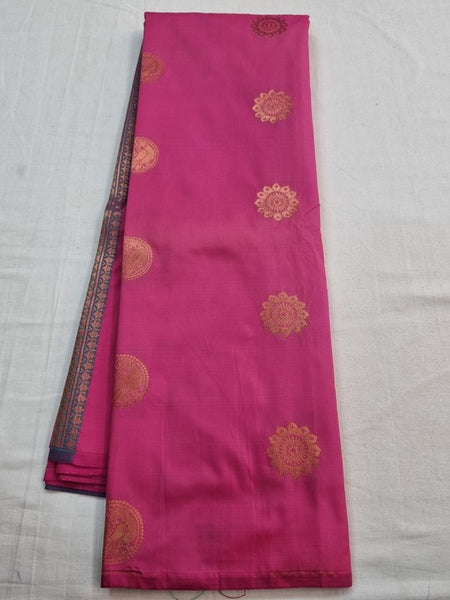 Red And Pink Kanchipuram Pure Silk Saree With Floral Pattern