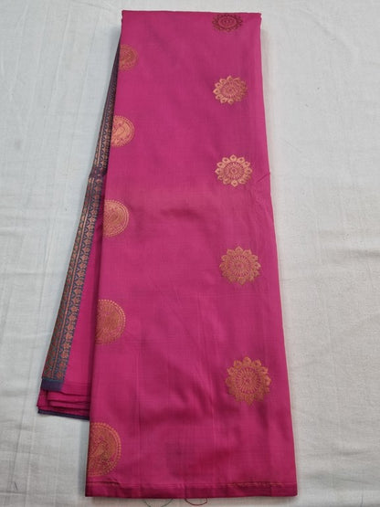 Red And Pink Kanchipuram Pure Silk Saree With Floral Pattern – Kanchipuram Lakshaya Silks