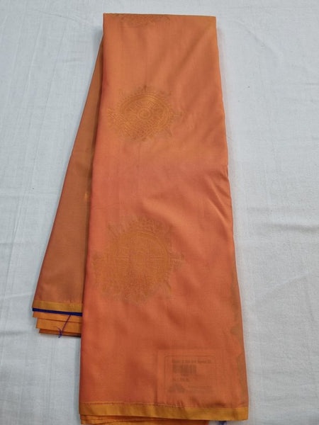 Orange And Maroon Kanchipuram Pure Silk Saree With Paisley Motif