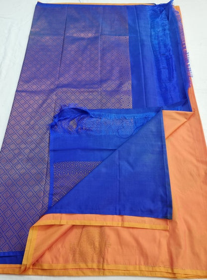 Orange And Maroon Kanchipuram Pure Silk Saree With Paisley Motif – Kanchipuram Lakshaya Silks