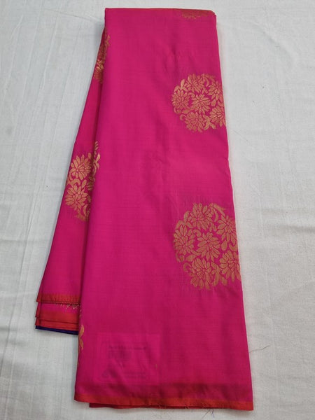Red And Pink Kanchipuram Pure Silk Saree With Floral Border