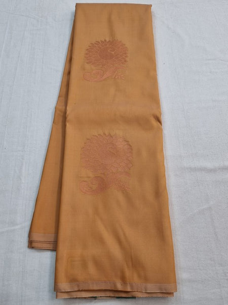 Mustard Orange And Green Kanchipuram Pure Silk Sarees