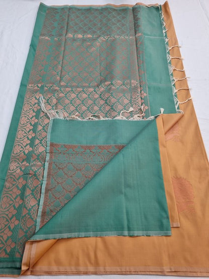 Mustard Orange And Green Kanchipuram Pure Silk Sarees – Kanchipuram Lakshaya Silks