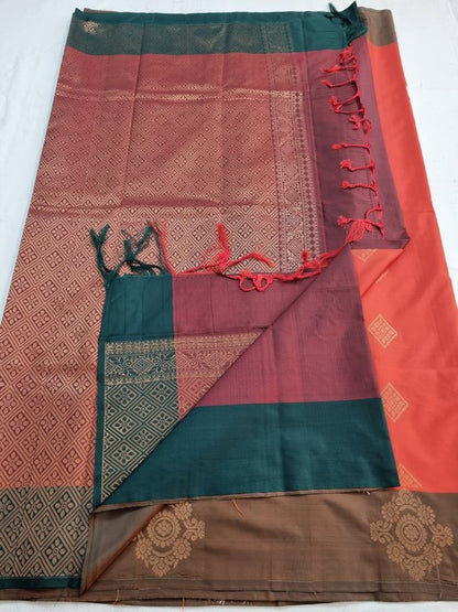 Red And Brown Kanchipuram Pure Silk Sarees – Kanchipuram Lakshaya Silks