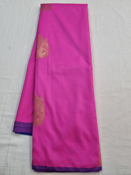 Pink And Mustard Kanchipuram Pure Silk Sarees