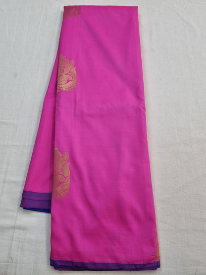 Pink And Mustard Kanchipuram Pure Silk Sarees – Kanchipuram Lakshaya Silks