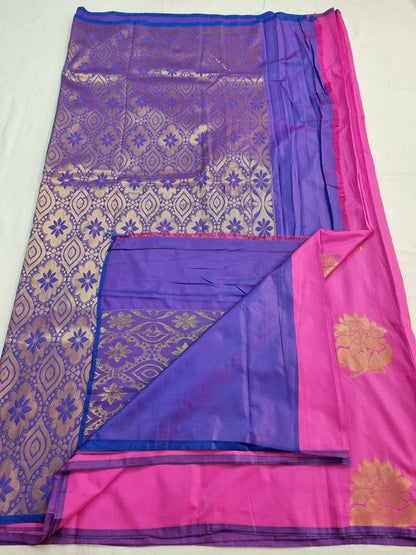 Pink And Mustard Kanchipuram Pure Silk Sarees – Kanchipuram Lakshaya Silks