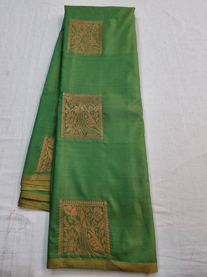 Green And Mustard Kanchipuram Pure Silk Sarees – Kanchipuram Lakshaya Silks