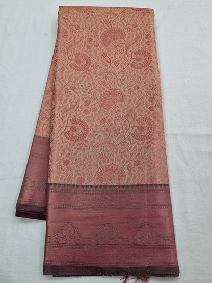 Cream And Orange Kanchipuram Pure Silk Sarees – Kanchipuram Lakshaya Silks