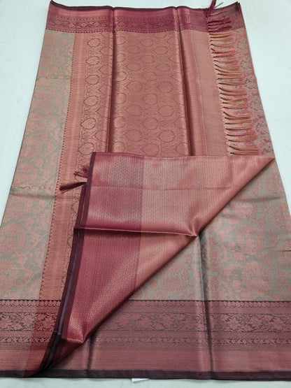 Raspberry And Mustard Kanchipuram Pure Silk Sarees – Kanchipuram Lakshaya Silks