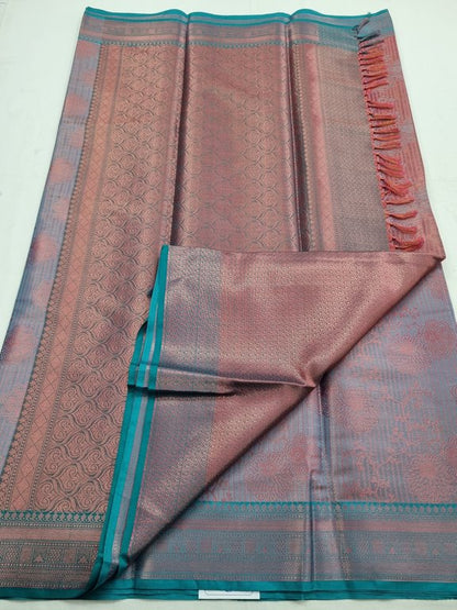 Rose Gold And Dark Red Kanchipuram Pure Silk Sarees – Kanchipuram Lakshaya Silks