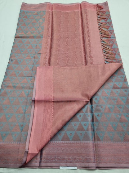 Kanchipuram Pure Silk Saree 393 – Blue And Pink – Kanchipuram Lakshaya Silks