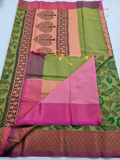 Yellow And Green Kanchipuram Pure Silk Sarees – Kanchipuram Lakshaya Silks
