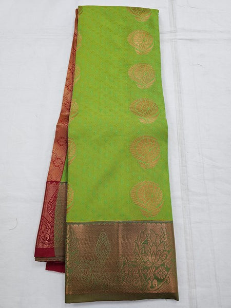 Pure Silk Kanchipuram Saree In Green And Yellow