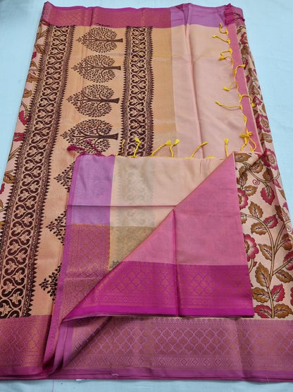 Pink And Orange Kanchipuram Pure Silk Sarees – Kanchipuram Lakshaya Silks