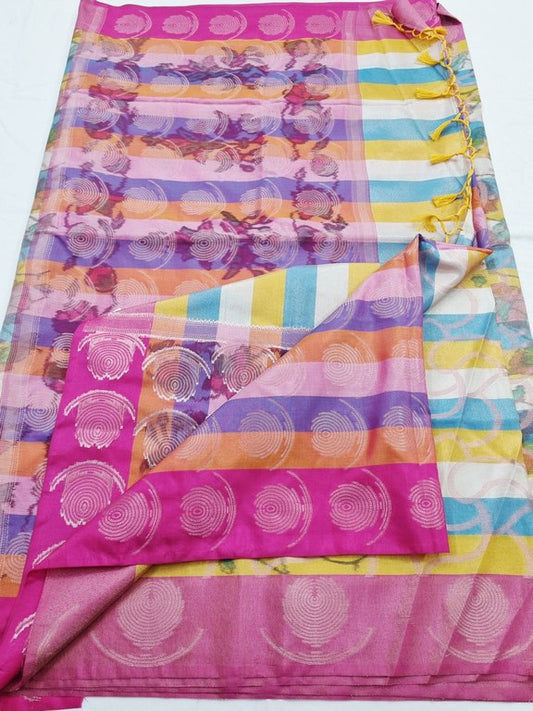Kanchipuram Blended Semi Tissue Poochampalli Silk Saree 523
