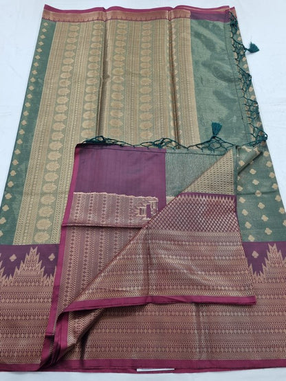Kanchipuram Blended Semi Tissue Silk Saree 526 – Kanchipuram Lakshaya Silks