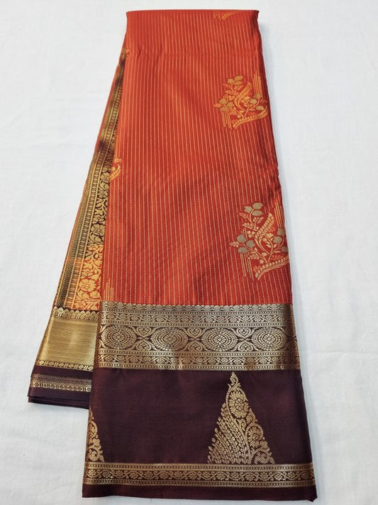 Trending Rust Orange Bridal Silk Sarees 159