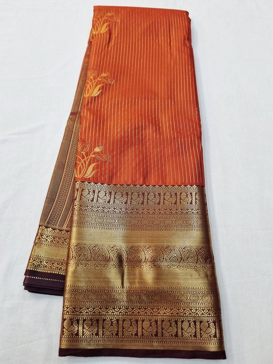 Trending Rust Orange Bridal Silk Sarees 160