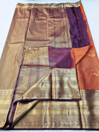 Trending Rust Orange Bridal Silk Sarees 160 – Kanchipuram Lakshaya Silks