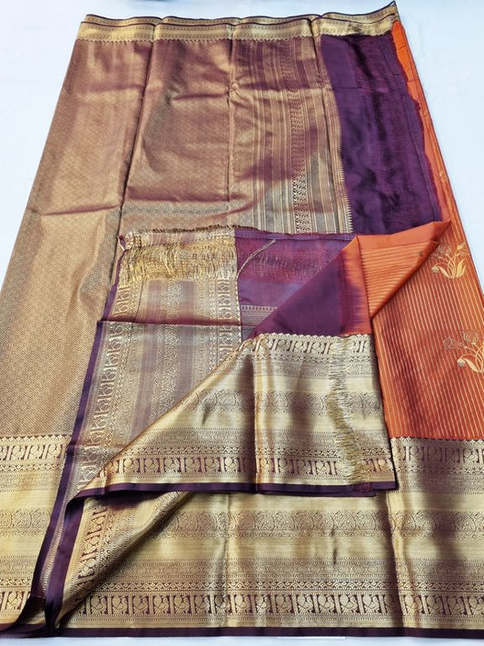 Trending Rust Orange Bridal Silk Sarees 160