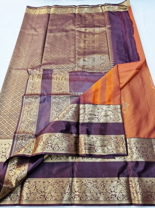 Trending Rust Orange Bridal Silk Sarees 161
