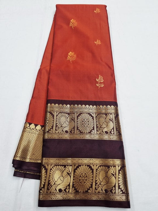 Rust Orange Semi Silk Sarees