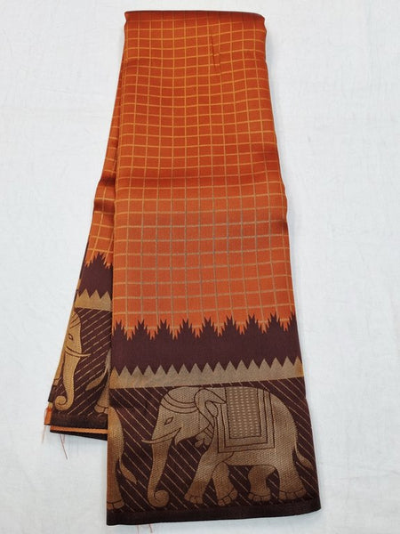 Trendy Rust Orange Fancy Silk Saree 753