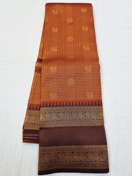 Trendy Rust Orange Fancy Silk Saree 754