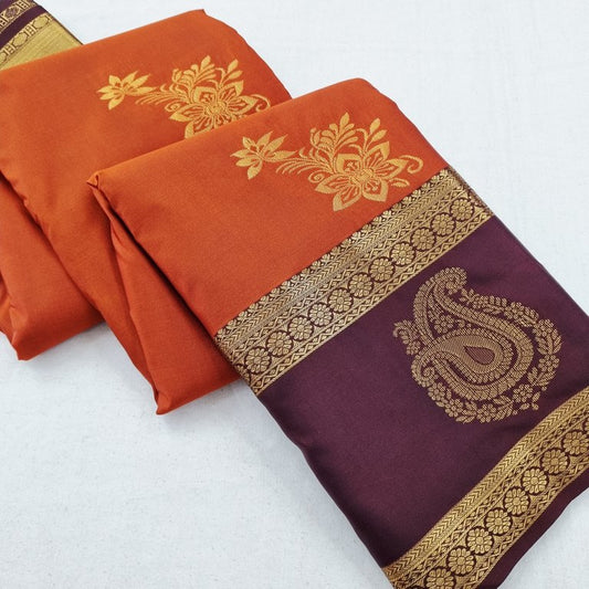 Trending Rust Orange Mango Butta Silk Sarees 194